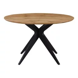 Τραπέζι Toda  mdf σε sonoma απόχρωση με μαύρα μεταλλικά πόδια Φ120x75εκ