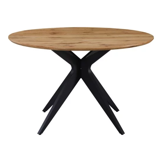 Τραπέζι Toda  mdf σε sonoma απόχρωση με μαύρα μεταλλικά πόδια Φ120x75εκ