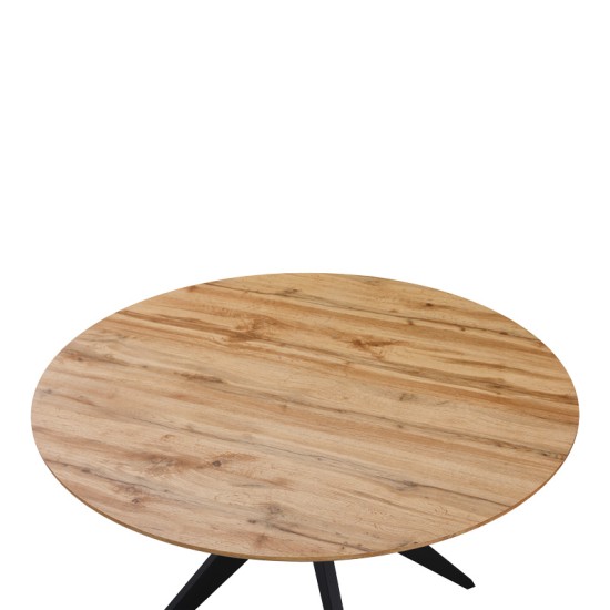 Τραπέζι Toda mdf σε sonoma απόχρωση με μαύρα μεταλλικά πόδια Φ120x75εκ Τραπέζι Toda mdf σε sonoma απόχρωση με μαύρα μεταλλικά πόδια Φ120x75εκ