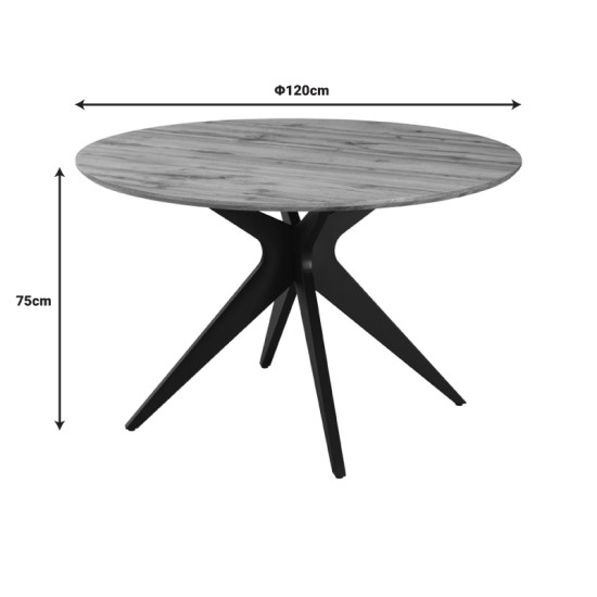 Τραπέζι Toda mdf σε sonoma απόχρωση με μαύρα μεταλλικά πόδια Φ120x75εκ Τραπέζι Toda mdf σε sonoma απόχρωση με μαύρα μεταλλικά πόδια Φ120x75εκ