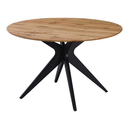 Τραπέζι Toda mdf σε sonoma απόχρωση με μαύρα μεταλλικά πόδια Φ120x75εκ Τραπέζι Toda mdf σε sonoma απόχρωση με μαύρα μεταλλικά πόδια Φ120x75εκ