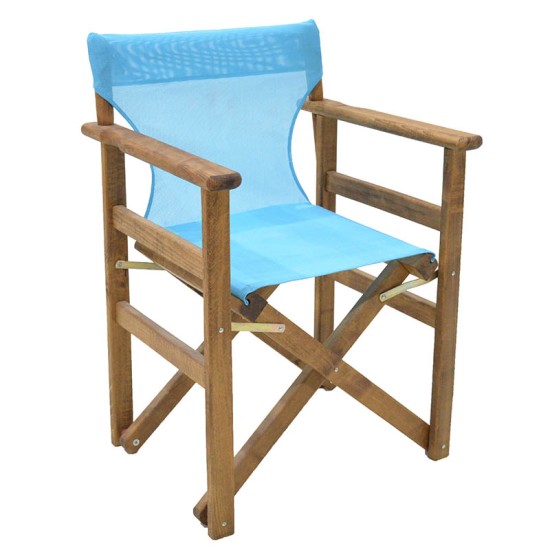 Καρέκλα-πολυθρόνα σκηνοθέτη Retto pakoworld μασίφ ξύλο οξιάς καρυδί-πανί τιρκουάζ Model: 237-000013