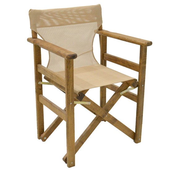 Καρέκλα-πολυθρόνα σκηνοθέτη Retto pakoworld μασίφ ξύλο οξιάς καρυδί-πανί φραπέ Model: 237-000015