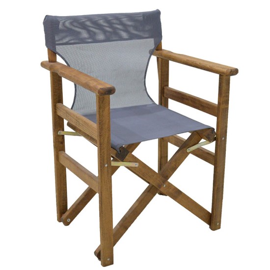 Καρέκλα-πολυθρόνα σκηνοθέτη Retto pakoworld μασίφ ξύλο οξιάς καρυδί-πανί ανθρακί Model: 237-000017
