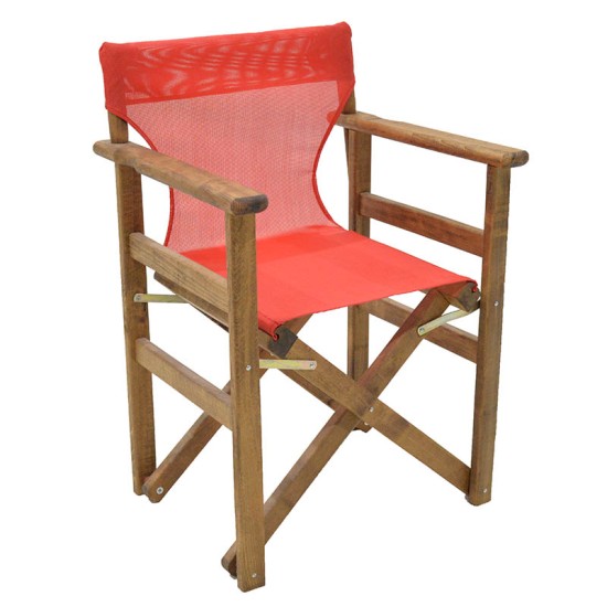 Καρέκλα-πολυθρόνα σκηνοθέτη Retto pakoworld μασίφ ξύλο οξιάς καρυδί-πανί κόκκινο Model: 237-000020