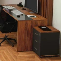 Συρταριέρα επαγγελματική τροχήλατη Oscar  3ων συρταριών καρυδί-ανθρακί 40x48x63εκ