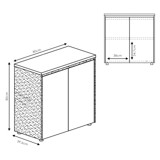 Ντουλάπια γραφείου χαμηλά επαγγελματικά Oscar  καρυδί-ανθρακί 160x40x80εκ