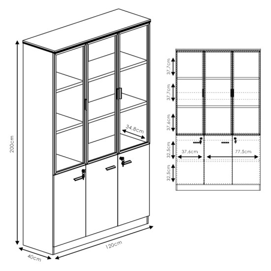 Ντουλάπες γραφείου επαγγελματικές Oscar  καρυδί-ανθρακί 240x40x200εκ Ντουλάπες γραφείου επαγγελματικές Oscar  καρυδί-ανθρακί 240x40x200εκ