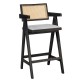 Σκαμπό bar Winslow ξύλο rubberwood μαύρο-pvc rattan φυσικό-ύφασμα γκρι Σκαμπό bar Winslow ξύλο rubberwood μαύρο-pvc rattan φυσικό-ύφασμα γκρι