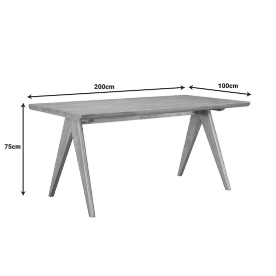 Τραπέζι Winslow  ξύλο rubberwood σε ανοιχτό καρυδί χρώμα 200x100x75εκ