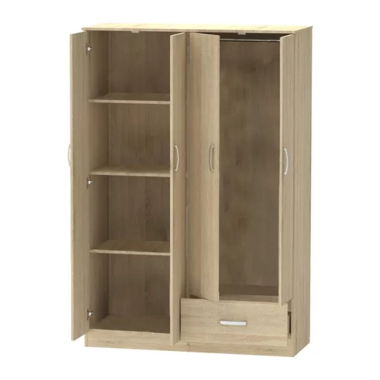 Ντουλάπα ρούχων τετράφυλλη Karter sonoma μελαμίνης 121x48x180εκ Ντουλάπα ρούχων τετράφυλλη Karter sonoma μελαμίνης 121x48x180εκ