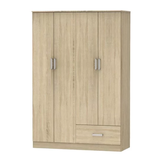 Ντουλάπα ρούχων τετράφυλλη Karter sonoma μελαμίνης 121x48x180εκ Ντουλάπα ρούχων τετράφυλλη Karter sonoma μελαμίνης 121x48x180εκ