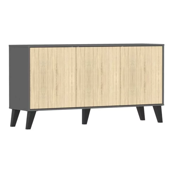 Μπουφές Billie  ανθρακί-sonoma 149x40x77εκ