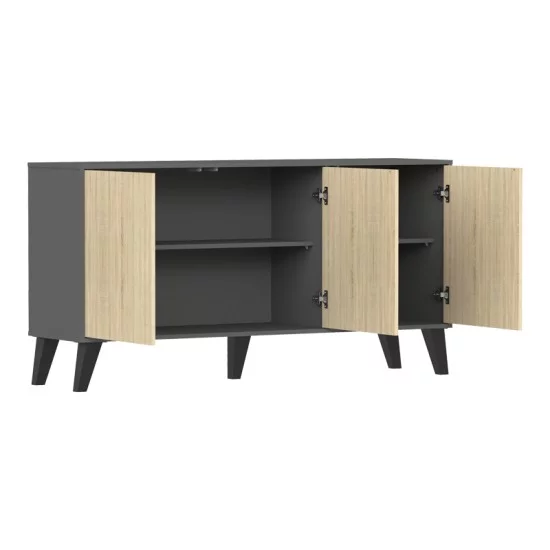 Μπουφές Billie  ανθρακί-sonoma 149x40x77εκ