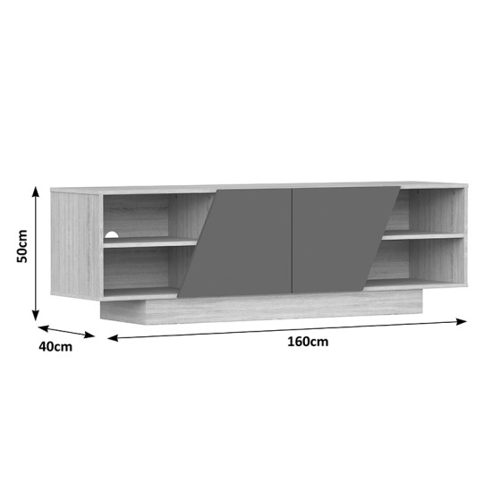 Έπιπλο τηλεόρασης Stevie  sonoma-ανθρακί 160x40x50εκ