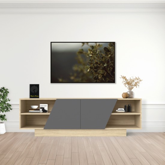 Έπιπλο τηλεόρασης Stevie  sonoma-ανθρακί 160x40x50εκ
