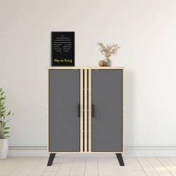 Παπουτσοθήκη-ντουλάπι Shoby  ανθρακί-sonoma 70.5x30x91εκ