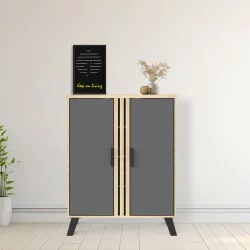 Παπουτσοθήκη-ντουλάπι Shoby  ανθρακί-sonoma 70.5x30x91εκ