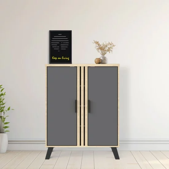 Παπουτσοθήκη-ντουλάπι Shoby  ανθρακί-sonoma 70.5x30x91εκ