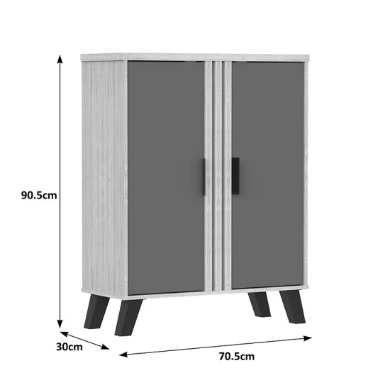 Παπουτσοθήκη-ντουλάπι Shoby  ανθρακί-sonoma 70.5x30x91εκ