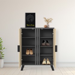 Παπουτσοθήκη-ντουλάπι Shoby  sonoma-ανθρακί 70.5x30x91εκ