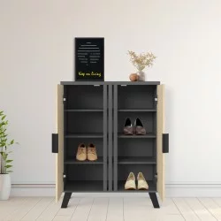 Παπουτσοθήκη-ντουλάπι Shoby  sonoma-ανθρακί 70.5x30x91εκ
