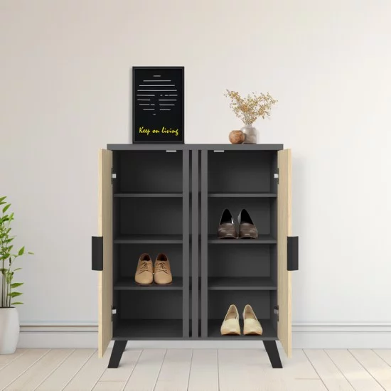 Παπουτσοθήκη-ντουλάπι Shoby  sonoma-ανθρακί 70.5x30x91εκ