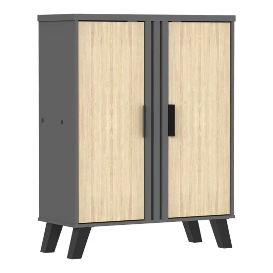 Παπουτσοθήκη-ντουλάπι Shoby  sonoma-ανθρακί 70.5x30x91εκ