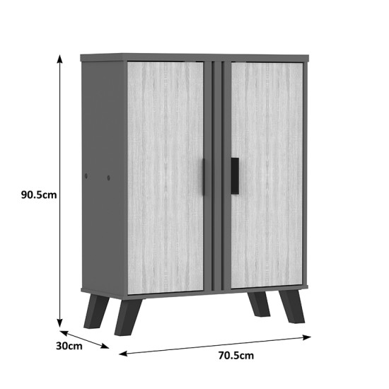 Παπουτσοθήκη-ντουλάπι Shoby  sonoma-ανθρακί 70.5x30x91εκ