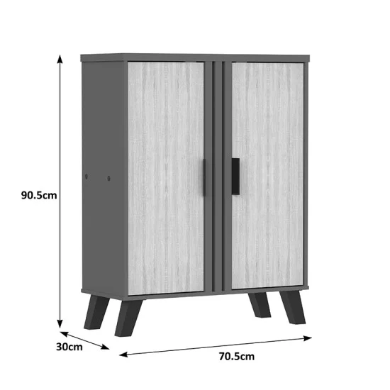 Παπουτσοθήκη-ντουλάπι Shoby  sonoma-ανθρακί 70.5x30x91εκ