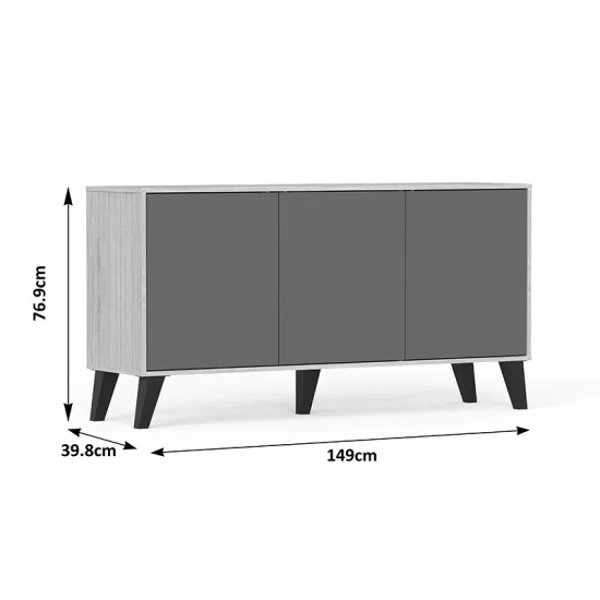 Μπουφές Billie  sonoma-ανθρακί149x40x77εκ