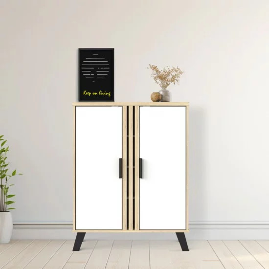 Παπουτσοθήκη-ντουλάπι Shoby  λευκό-sonoma 70.5x30x91εκ