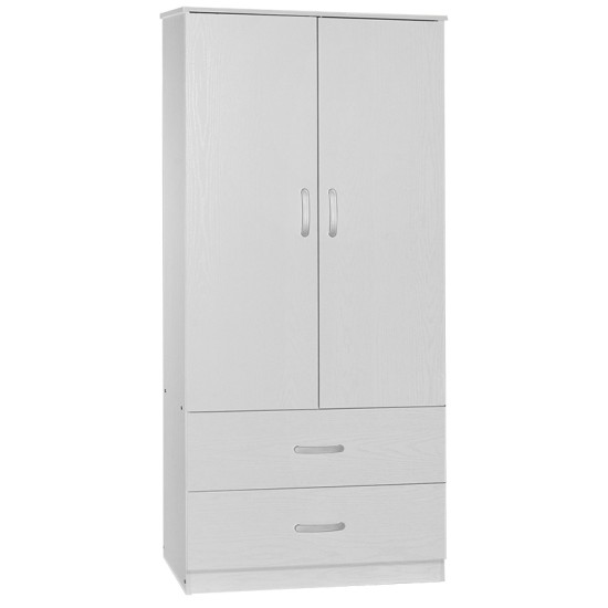 Ντουλάπα δίφυλλη και πατάρι Zelia  λευκό 79x42x240εκ. Model: 249-000044