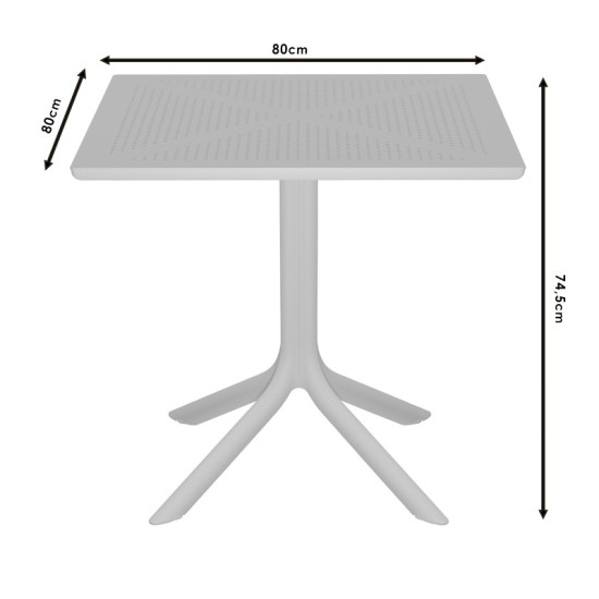 Τραπέζι Groovy pakoworld PP λευκό 80x80x74.5εκ Model: 253-000010