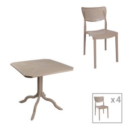 Τραπεζαρία Icon-Ignite  σετ 5τεμ PP σε cappuccino απόχρωση