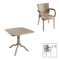 Τραπεζαρία Icon-Festive  σετ 5τεμ PP σε cappuccino απόχρωση