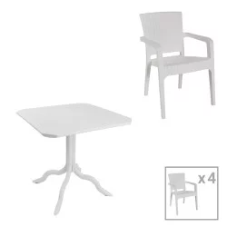 Τραπεζαρία Icon-Halcyon  σετ 5τεμ PP σε λευκή απόχρωση