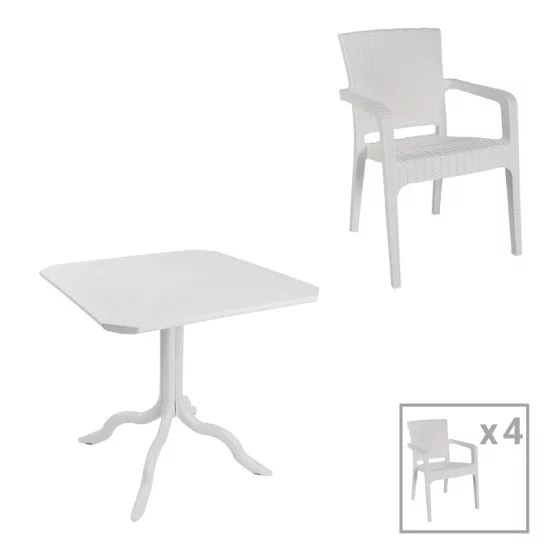 Τραπεζαρία Icon-Halcyon  σετ 5τεμ PP σε λευκή απόχρωση