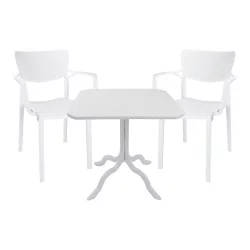 Τραπεζαρία Icon-Fontline  σετ 3τεμ PP σε λευκή απόχρωση