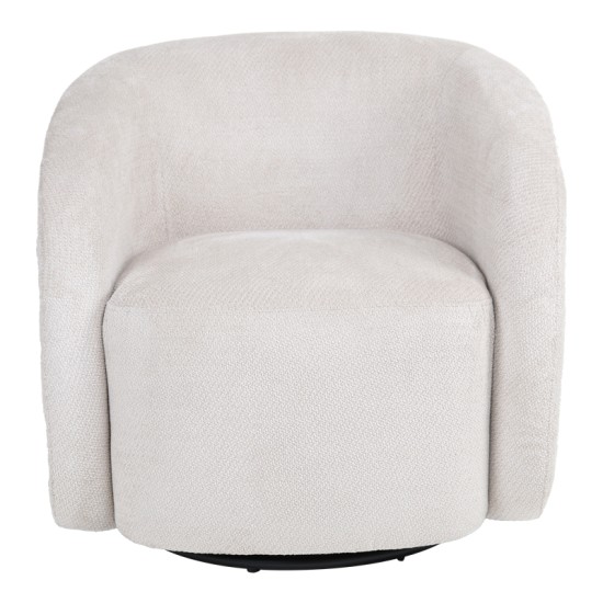 Πολυθρόνα Barrelo  περιστρεφόμενη με κρεμ ύφασμα 77x72x69εκ