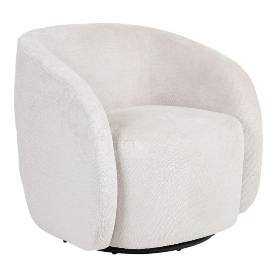 Πολυθρόνα Barrelo  περιστρεφόμενη με κρεμ ύφασμα 77x72x69εκ