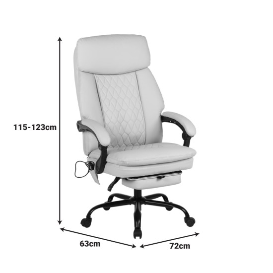 Καρέκλα γραφείου διευθυντή Sedici  με μηχανισμό massage- pu μπεζ-εκρού 72x63x115-123εκ