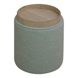 Σκαμπό-μπαούλο Batur  μπουκλέ ύφασμα σε χακί απόχρωση Φ34x38εκ