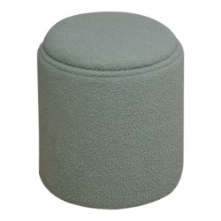 Σκαμπό-μπαούλο Batur  μπουκλέ ύφασμα σε χακί απόχρωση Φ34x38εκ