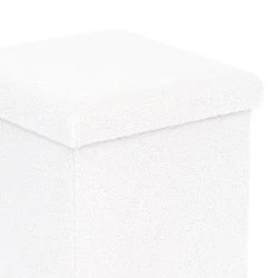 Σκαμπό-μπαούλο Crystal  μπουκλέ ύφασμα σε ivory απόχρωση 38x38x38εκ