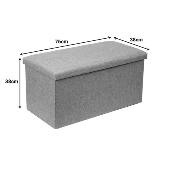 Σκαμπό-μπαούλο Greatness  ύφασμα μπεζ-καφέ 76x38x38εκ