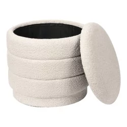 Σκαμπό-μπαούλο Bettia  μπουκλέ ιβουάρ Φ41x38.5εκ