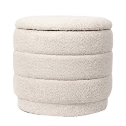 Σκαμπό-μπαούλο Bettia  μπουκλέ ιβουάρ Φ41x38.5εκ