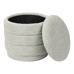 Σκαμπό-μπαούλο Bettia  μπουκλέ μέντα Φ41x38.5εκ