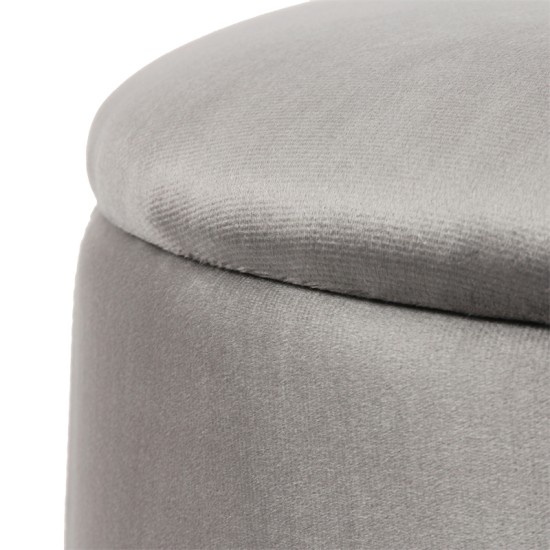 Σκαμπό-μπαούλο Terina  βελούδο γκρι Φ46x42εκ